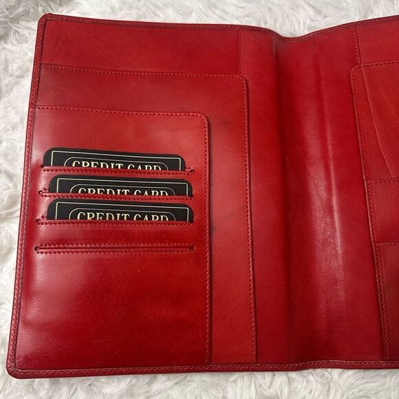 GIGLIODORO for Lane Crawford Italy Foldover Red Leather Clutch Binder‎ Vintage - Picture 6 of 12